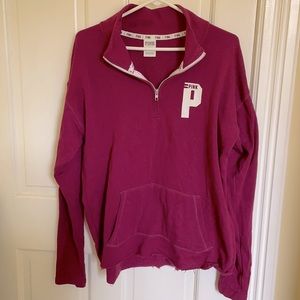 Vintage PINK Half Zip Pull Over Sweater